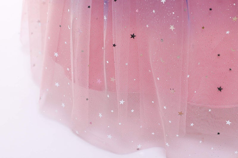 Glamulice Navy Blue Flower Girl Lace Bridesmaid Dresses for Wedding Party Princess Spaghetti Strap Sparkle Ombre Tulle Dress Pageant Dance Ball Gown Pink Holiday Photo Shoot Formal Gown 9 10 - Image 4